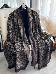 1 Stück eleganter Schal mit Blumenmuster, Jacquard-Gewebe mit Goldfaden, vielseitig einsetzbar als Damen Klimaanlage Umhang, Frühling/Herbst Oberbekleidung, geeignet für tägliches Styling und Outdoor-Verwendung - Verschiedenfarbig - Übersicht 15