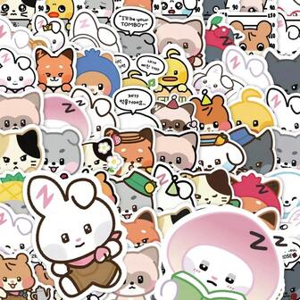 80 piezas de dibujos animados, autoadhesivos, reutilizables, de forma irregular, adecuados para álbumes de recortes, portátiles, coches, botellas de agua, teléfonos móviles - colores mixtos, compatibles con superficies de plástico, regalo perfecto