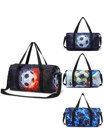 3D Football Printing Travel Bag, Shoe Storage Bag, Dinosaur Storage Bag, Football Luggage Bag, Large Capacity Training Sports Shoulder Bag, Yoga Bag