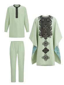 Men's Casual Three-Piece Suit - Màu xanh Bạc hà - Xem 2