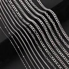 1pc Multi-Style 304 Stainless Steel Plated Base Chain Cuban Link Necklace DIY Jewelry Making Chain Necklace Can Be Worn As A Standalone Piece - DIY Chains In Various Styles - View 3