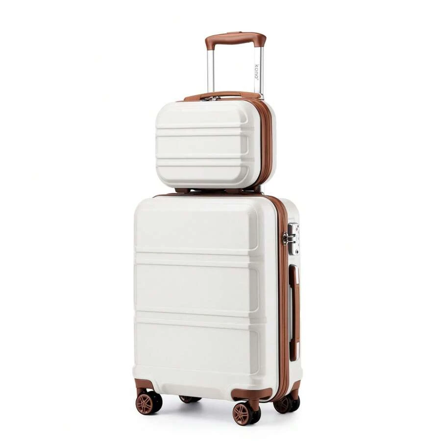 Lightweight 2 Piece Cabin Suitcase Set 20 Inch Carry On Luggage With Vanity Case ABS PC Hard Shell Spinner Wheels TSA Lock YKK Zipper For Travel