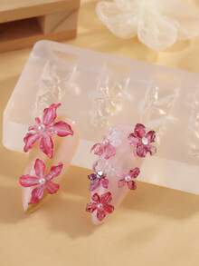 Molde de tallado de uñas con relieve tridimensional de flores de lirio, diseño de patrón de pétalos de flores de hibisco y mariposa, herramienta de desmoldeo para manualidades de arte de uñas, suministros de manicura - transparente - Ver 4