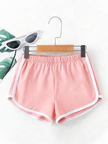 2pcs/Set Teen Girls Casual Outfit, Black Short Sleeve Cartoon Donut & Drink Print Top + Pink & White Trim Shorts, Comfortable Loose Sweet Girls Daily Wear Set - Multicolor - View 5