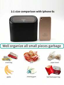 Car Trash Can With Lid, Mini Auto Dustbin Garbage Organizer Optional 2 Hooks And 3 Rolls Trash Bags Combo, Automotive Garbage Container Bin For Vehicle, Home, Office(1pc, 2pcs , 3pcs, 6pcs) - Style a - View 6