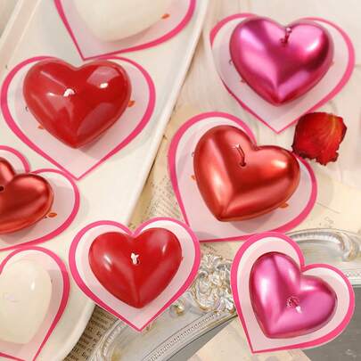 1 pieza Vela perfumada con forma de corazón, regalo elegante para el Día de San Valentín, vela decorativa para crear ambiente festivo, cena a la luz de las velas, decoración de fiesta, decoración de mesa, regalo creativo, regalo de invierno, perfecto para familia y amigos