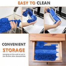 Microfiber Feather Duster, Multi-Piece Cobweb Removal Duster Set, With 100-Inch Extension Rod, Flexible And Telescopic Cleaning Duster, Suitable For Ceiling Fans, Blinds, Furniture And Cars. - Blue - View 9