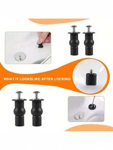 2/4pcs Toilet Seat Fixing Screws - Rubber Expansion Bolts, Metal Structure, Black Rubber Head, Firm Grip, Scratch-Resistant, Easy Installation, Suitable For Home Upgrade And Modern Bathroom Design, Toilet Seat, Practical Bathroom Accessory, Scratch-Resistant Screws