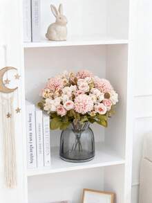 1/3 Stücke 11.22 Inch künstliche Hortensie, Rose, Gänseblümchen, Chrysanthemen Blumenstrauß, geeignet für Neujahrsparty, Hochzeit, Geburtstag Jahrestag, Kamin und Esszimmerdekoration, Innen-/Außenbereich Heimdekoration, Kranz, Geschenk, Thanksgiving Dekoration, DIY - Pink - Übersicht 6