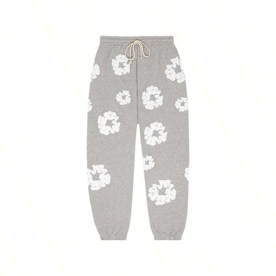 Denim Tears 'Sweatpants 'The Cotton Wreath' Pants Graphic And Drawstring For Unisex Adult - SOLE SERIOUSS, Women's Casual Drawstring With Modern Men Breathable Technology, Versatile Street Style Joggers Suitable For Streetwear, Casual Daily Wear, Weekend Outings, Music Festivals, Social Gatherings And More, Making It A Great Gift For Boyfriends Or Husbands.Sweatpants Sweats Wide For Men Sweat Pants Baggy Sweatpants - 淺灰色 - 查看 1