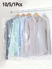 透明塑料衣物防尘袋，可重复使用的悬挂式衣物袋，适用于干洗，可用于衬衫、西装、连衣裙、外套，适合学校、办公室、家庭、旅行使用（不含衣架）