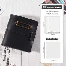 Retro PU Leather Faux Leather Pocket Album, 3-Inch Mini Photo Album, Portable Mini Instant Camera Album, Loose-Leaf Three-Ring Binder, Cards, Collectible Cards Album, Christmas Gift - Multicolor - View 13