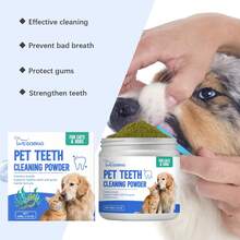 宠物牙齿清洁粉，去除牙垢和牙渍，清新口气，猫狗口腔护理 - 白色 - 查看 10