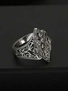 1PC Vintage Gothic Personalized Bat Rhombus Ring Business Fashion Black Gift Suitable For Men And Women Daily Wear And Party Accessories - Ring - View 4