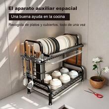 Porta vajillas de 2 niveles para cocina, estante para encimera doméstico, rack de escurrido multifuncional para platos y bowls PLAZA LAS - Blanco - Ver 10