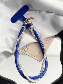 1pc INSY Rhinestone Embellished PU Leather Wristlet Phone Lanyard Bag Charm - Multicolor - View 7