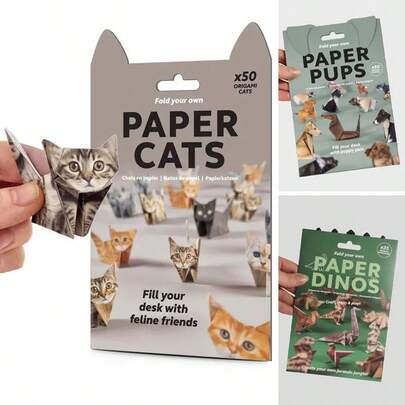 Pisică Origami Drăguță Nouă, Decor Interesant 3D pentru Artizanat din Hârtie, Set Origami Manual pentru Desktop Vindecător (Potrivit pentru Decorarea Zilnică a Desktopului / Scene de Agrement Artizanal), Cadou Creative - Cadou de Sărbători