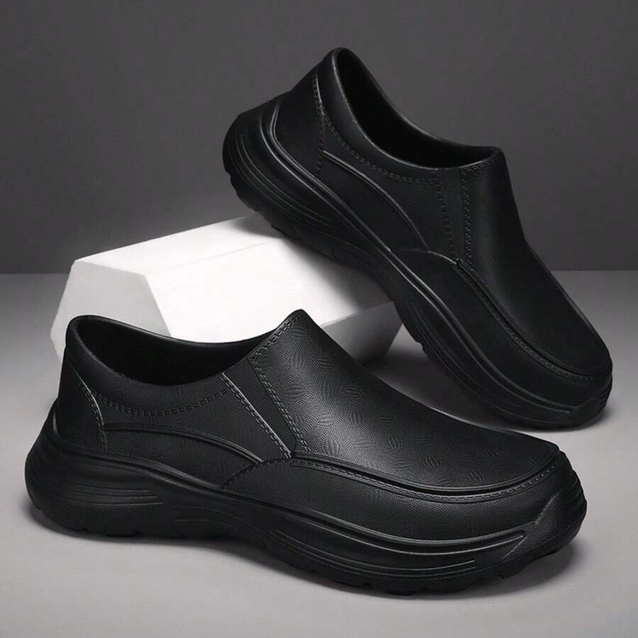 Zapatos antideslizantes y resistentes al agua con suela blanda y diseño minimalista para chef - Negro - Ver 1