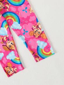 2pcs Paw Patrol Girls Set, Children Pajamas Home Wear, Cute Dog Cartoon Print Round Neck Long Sleeve T-Shirt And Pants, Suitable For Daily, Casual, Holiday, Christmas Gift - Hot Pink - View 7