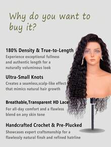180% Density Deep Wave Curly -13x4 HD Transparent Brazilian Lace Front Wig Opening And Closing, Glueless Pre Pull, Swiss Lace, Water Wave, Cut - Natural Black - View 3