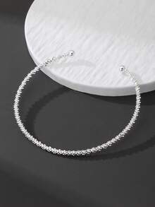 1 chiếc vòng cổ choker răng cưa bạc có thể điều chỉnh thanh lịch dành cho nữ - Bạc - Xem 3