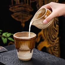 Conjunto de 1 xícara para latte art, jarra de leite de cerâmica, jarra de leite estilo cafeteria, mini cremeira, pote para mel, xícara para molho. - Castanho - Ver 7