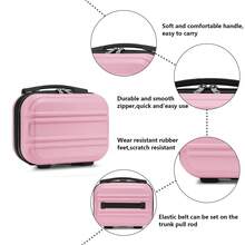 Lightweight 2 Piece Cabin Suitcase Set 20 Inch Carry On Luggage With Vanity Case ABS PC Hard Shell Spinner Wheels TSA Lock YKK Zipper For Travel - Pink - View 5