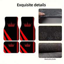 4件套皇冠图案汽车脚垫，汽车地毯，前后排汽车脚垫 - 通用型，适用于卡车、SUV、轿车 - 耐用涤纶汽车内饰配件 - 送给男士、女士的完美礼物，情人节、圣诞节，汽车内饰配件 | 时尚脚垫 | 耐用涤纶脚垫，汽车脚垫 - 彩色 - 查看 9