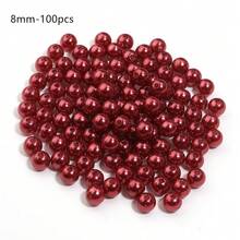 1000/300/500/50/40/30/20/10顆/包 ABS仿珍珠直孔散珠 酒紅色珍珠 3-20mm 用於製作手鍊、耳環、項鍊 DIY - 酒紅色 - 查看 10