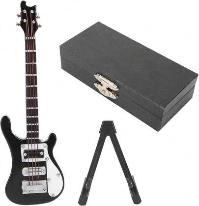 Guitarra en Miniatura de Madera, Decoración en Forma de V, Negro, 10, Adorno Musical para Casa de Muñecas