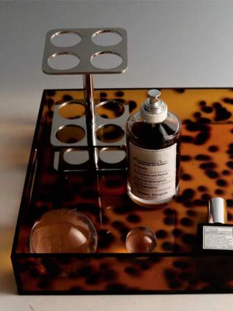 1pc Acrylic Tortoiseshell & Leopard Print Fragrance Diffuser Stand, Elegant Home Decor Accessory