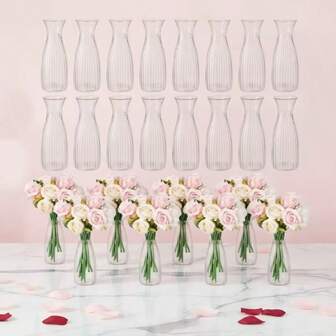 1/5/8/10pcs Plastic Striped Vase Set, Transparent Floral DIY Suitable For Various Bouquets And Decorations, Fit For Tabletop, Wedding, Home, Party, Christmas Floral Decor Home Decor Room Decor Flower Vase Glass Vase