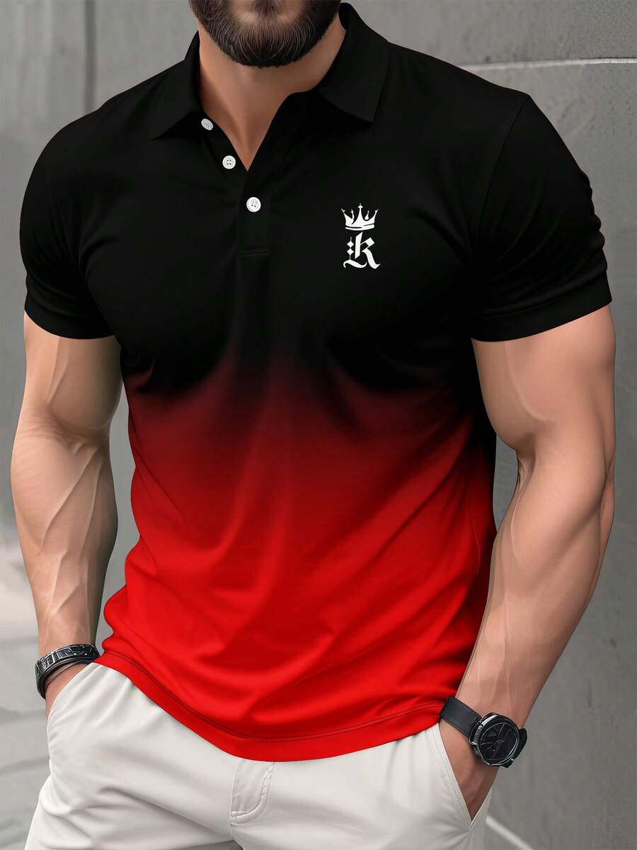 Men's New Lightweight Breathable Short Sleeve Polo T-Shirt, Summer Sports - Red - View 1