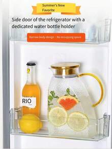1pc New Hammered Texture Refrigerator Water Pitcher, Large Capacity Borosilicate Glass Fridge Side Door Cold Water Jug, Household, Juice & Beverage Heat-Resistant Glass Water Carafe. This Water Pitcher Has A Beautiful Appearance And Is Offered At A Promotional Price. Suitable For Household And Hotel Use. - Multicolor - View 9