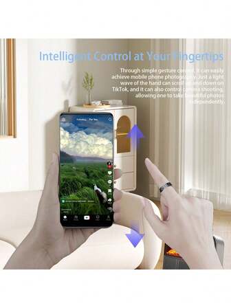 خاتم ذكي محسّن للرجال والنساء، مقاوم للماء 5ATM، خاتم ذكي، يدعم لمس الخاتم، وظيفة اللمس، يدعم مستوى البطارية وعرض الإنذار، متتبع لياقة بدنية مع أوضاع تمرين متعددة، التحكم بالإشارات اليدوية لتصفح الفيديوهات