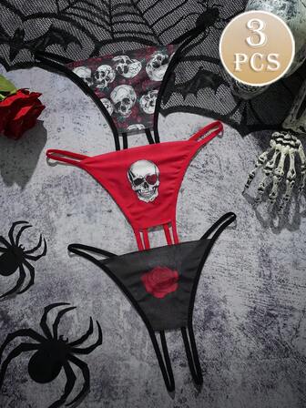 3 st. sexiga punk-inspirerade grenlösa trosor för kvinnor