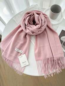 FADZOYLE 1pc/2pcs Hat & Scarf Set Solid Color Scarf Large Size Cashmere Feel Wraps Shawl For Dress Wedding And Gift Evening Dresses Travel Office, Fall Winter All Season Solid Color Knit Cuffed Beanie Hat Knitted Caps Soft Snug Outdoor Daily Use Gift Snow Ski Running Accessories