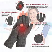 2-Pack Arthritis Compression Gloves (Men & Women) | Carpal Tunnel Pain Relief - Fingerless Typing Gloves (Both Hands) - 灰色+黑色 - 查看 3