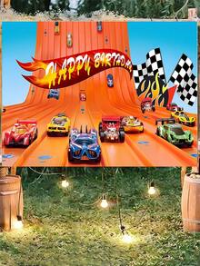 Hot Wheels Wheel Racing Car Backdrop, Party Decoration, Banner, Photography Backdrop, Suitable For Outdoor Dining Party, Birthday Party, Valentine's Day, Ramadan, New Year And Birthday Party Decorations - Multicolor - View 6