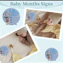 1pc "Hello World" Birth Announcement Board, Baby Photo Prop Wooden Plaque, Baby Milestone Wooden Plaque, Baby Christening Gift (Boy/Girl) - Blue - View 5