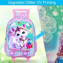 3件套女童拉杆背包，儿童拉杆书包 - Fox And Uni 带轮小学书包 - 拉桿背包 - 查看 7