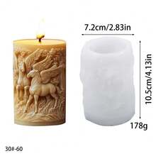 1 khuôn silicon hình trụ họa tiết động vật dùng để làm nến thơm, đá thơm, xà phòng thủ công, đồ trang trí thạch cao. - trắng - Xem 10