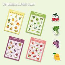1 Pack Of 4 Cute Vegetables And Fruits Stickers Suitable For Decorating Luggage, Skateboards, Helmets, Making Accounts, Phone Cases, Cup - Multicolor - View 1