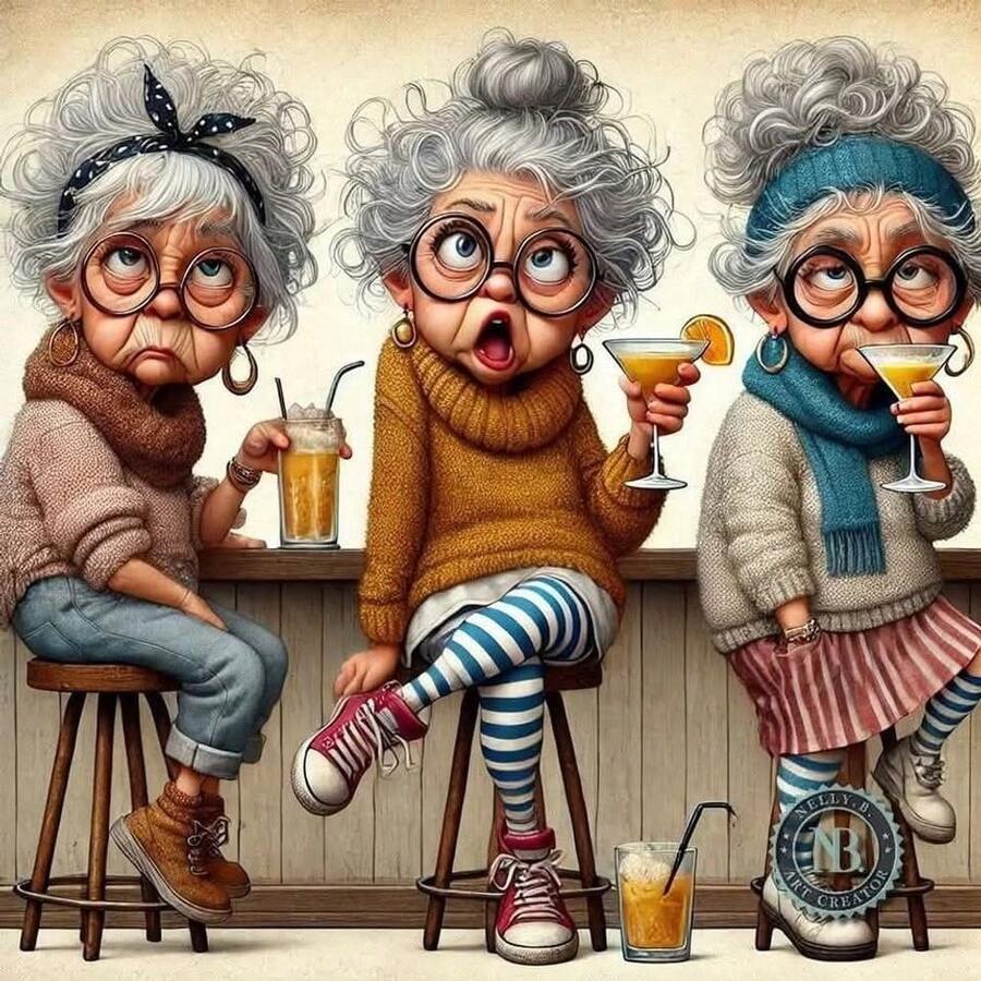 5D Diamond Painting Full Round Diamond Diamond Embroidery Home Decor Craft, Creative Handmade, Cartoon Curly-Haired Elderly Lady Warm Gathering Scene, Relieve Stress And Relax, Suitable For Home Wall Decoration - Ideal Holiday Gift - Multicolor - View 1