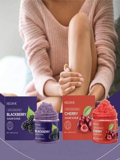 EELHOE Körsbärs-/Björnbärssockerkropps- och fotskrubb, mild exfolierande, rengörande, återfuktande och närande kroppsvård