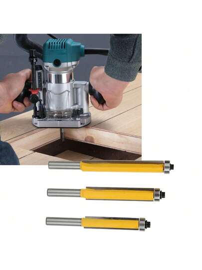 3 brocas de fresado para carpintería con vástago de 8 mm y rodamiento