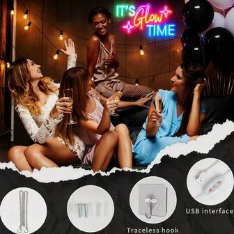 Sweet & Cool Iridescent Style, Pink-Purple Gradient Neon Sign, Smooth Cursive Font Shape, Iridescent Glow Details, Ambient Decor Light Sign / Confession Decor, Suitable For BFF Gatherings / Birthday Parties / Bedroom Decor