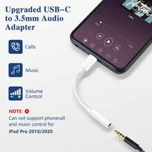 Fast Charging Solid Color Material 1-2pcs C-Type To 3.5mm Audio Adapter, USB C To 3.5mm AUX Jack Connector Cable Compatible With IPhone, Android Phones And Tablets Spring Gift - White - View 4