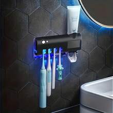 Toothbrush Holder, 4 Toothbrush Slots & UV Toothbrush Sanitizer, Smart Home Bathroom Accessories,Toothbrush Holders For Bathrooms - Black - View 8