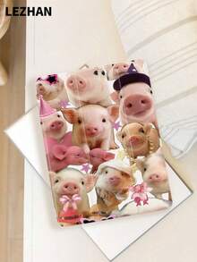 1pc Cute Pig Pattern Tablet Protective Case, Compatible With IPad 10.2" Tablet, Pro 11" 2021/2020/10th Gen, (A16) 11" 11th Gen 2025, Galaxy Tab A8 10.5" 2022, Matepad 10.4/Tab, With Pencil Slot, Anti-Drop, Tablet Stand Cover - Multicolor - View 3